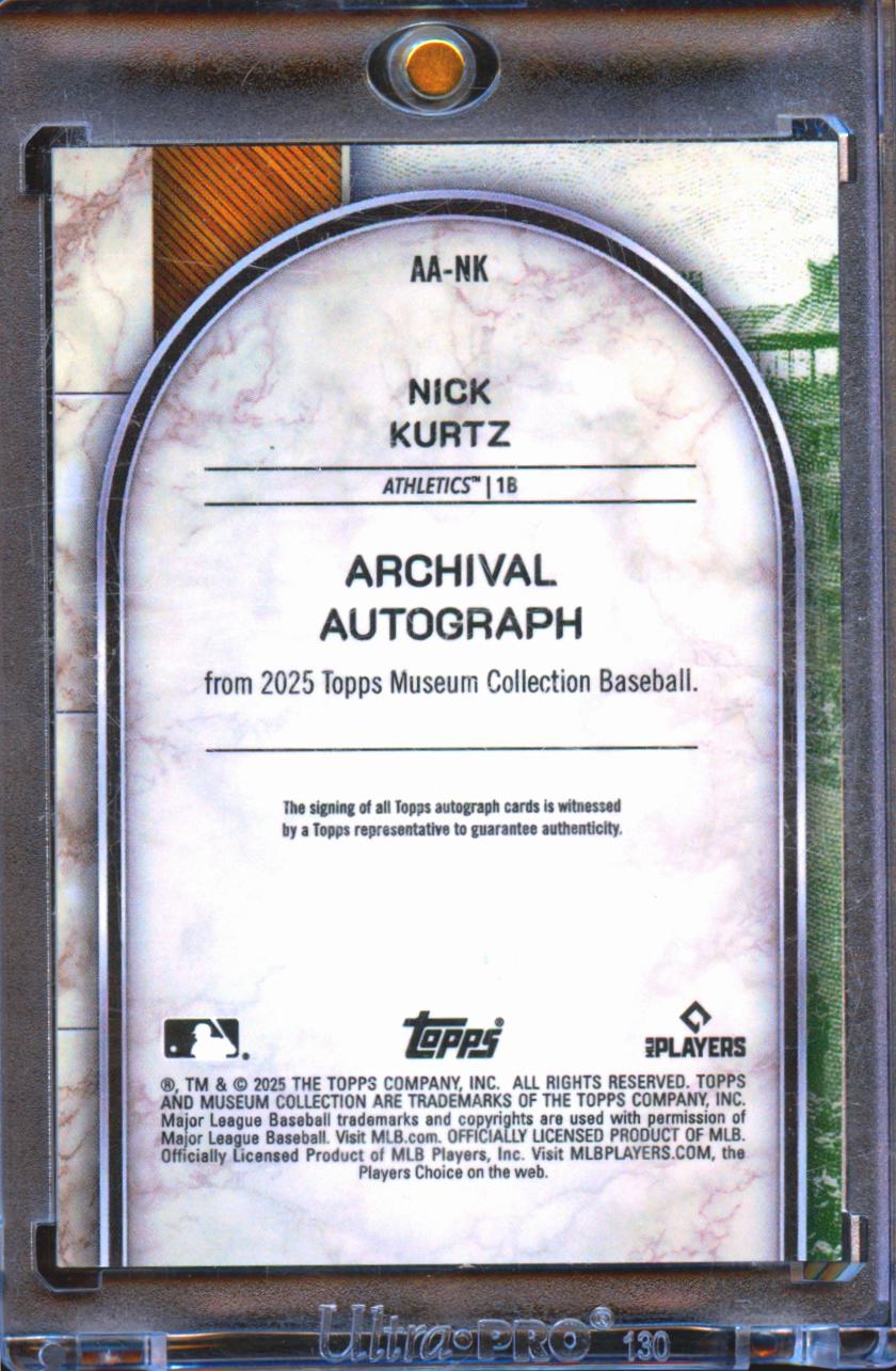 Nick Kurtz 2025 Museum Collection Auto Autograph RC Rookie Athletics 28/199