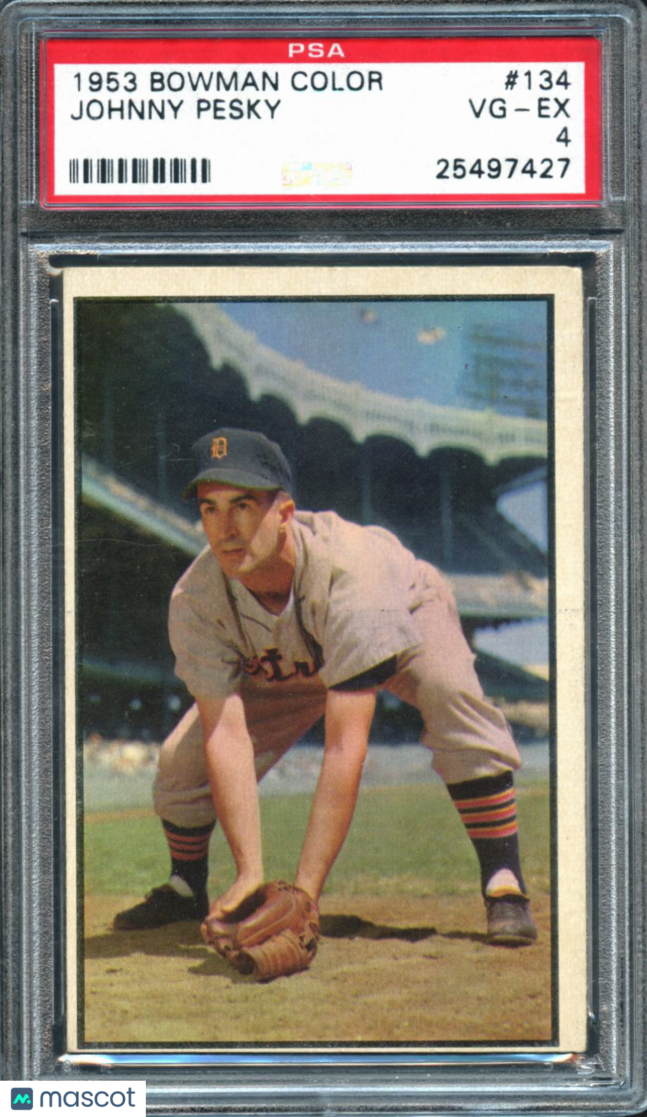Johnny Pesky 1953 Bowman Color Detroit Tigers #134 PSA 4