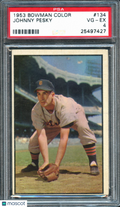 Johnny Pesky 1953 Bowman Color Detroit Tigers #134 PSA 4