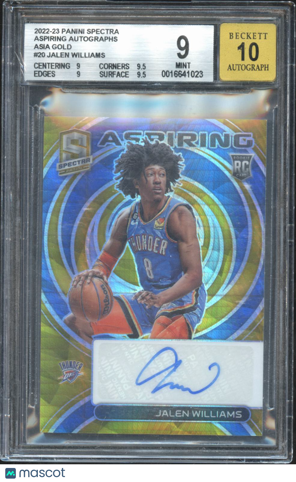 Jalen Williams 2022-23 Spectra Auto Autograph RC Asia GOLD OKC Thunder 2/3 BGS
