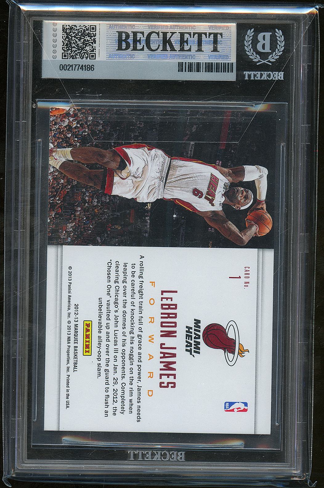 LeBron James 2012-13 Panini Marquee Slam Dunk Legends SSP #1 Miami Heat BGS 8.5