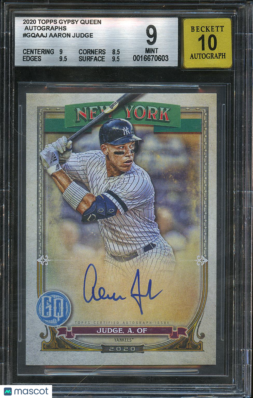 Aaron Judge 2020 Topps Gypsy Queen Auto Autograph BGS 9 New York Yankees