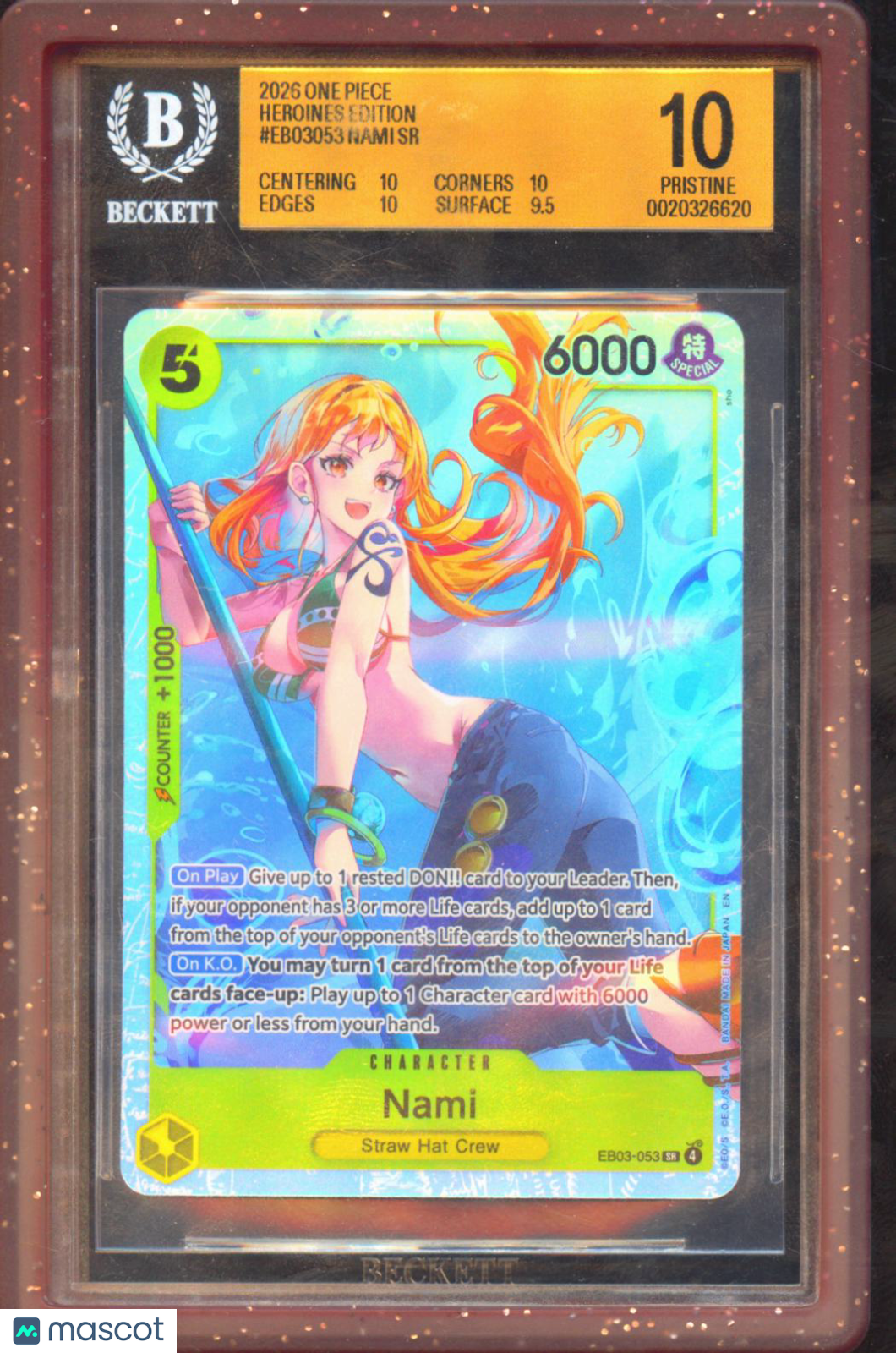Nami 2026 One Piece Heroines Edition SR #EB03053 BGS 10 Pristine