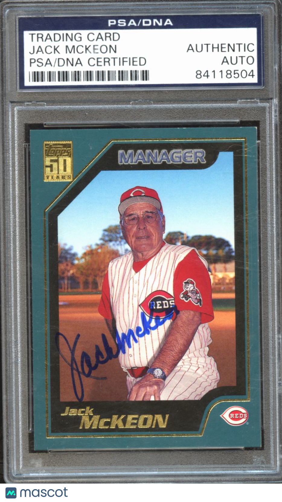 Jack Mckeon 2000 Topps Auto Autograph PSN DNA Cincinnati Reds