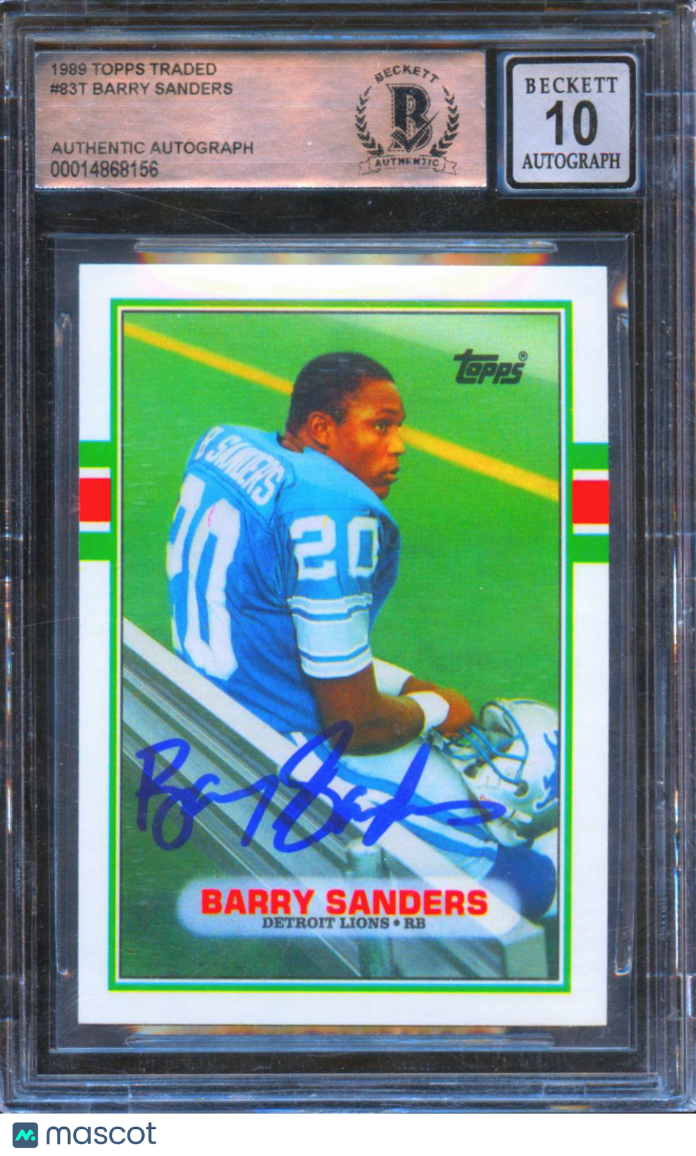 Barry Sanders 1989 Topps Traded Auto Autograph RC Rookie Detroit Lions