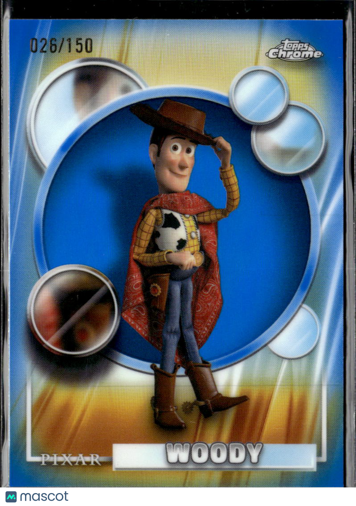 Woody 2026 Topps Chrome Disney Blue Refractor 26/150 #194