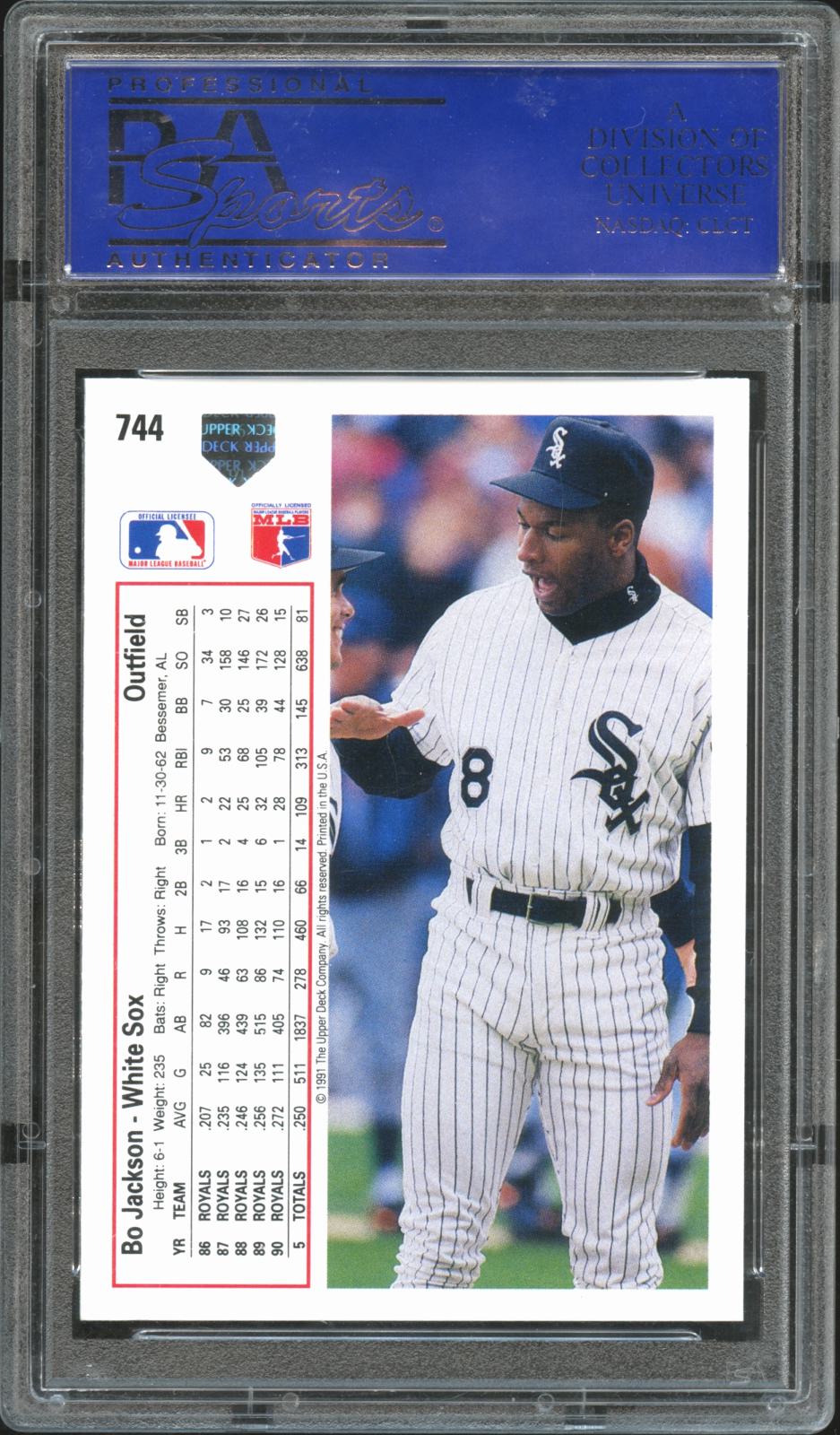 Bo Jackson 1991 Upper Deck Card Chicago White Sox #744 PSA 10