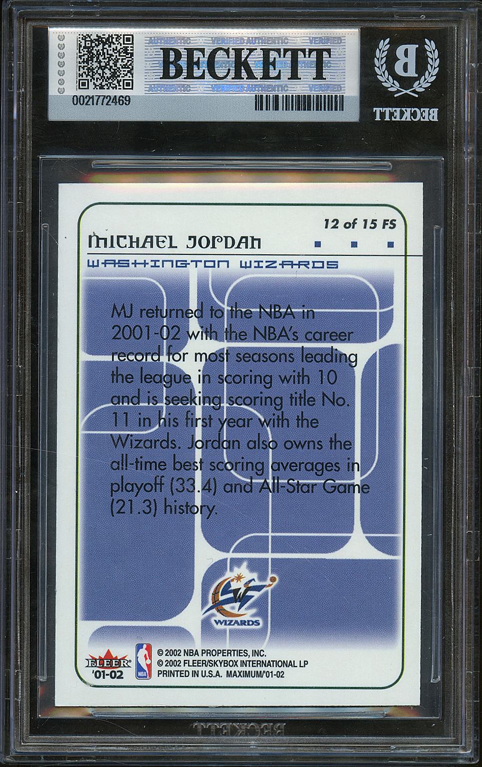 Michael Jordan 2001-02 Fleer Maximum Floor Score #12 BGS 8.5 Washington Wizards