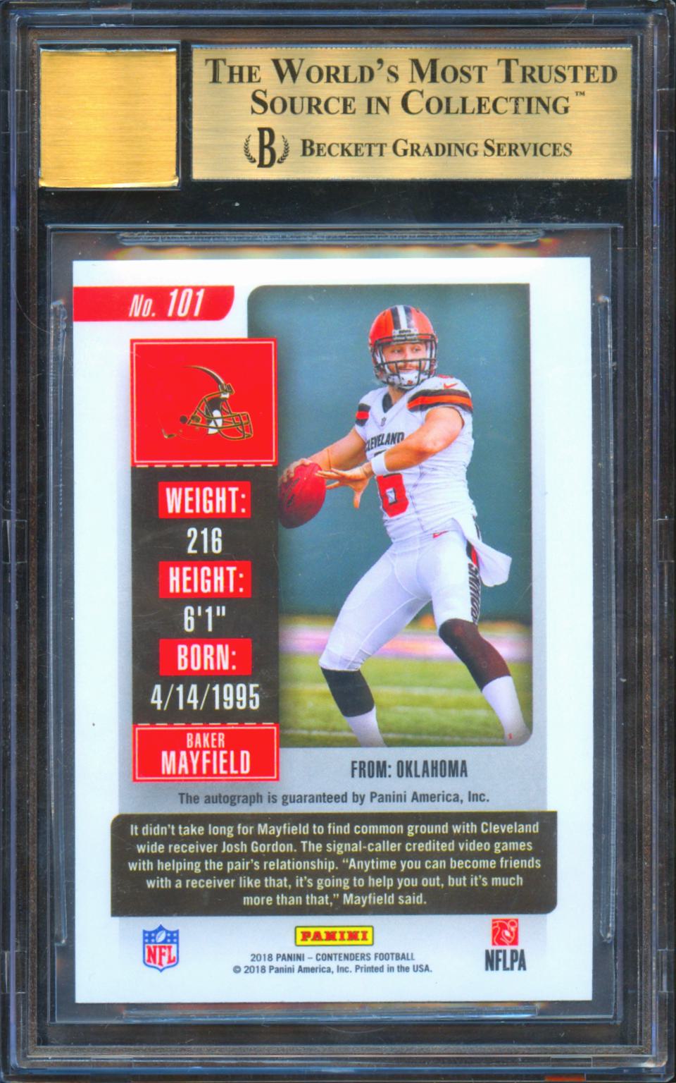 Baker Mayfield 2018 Contenders Auto Autograph RC Cleveland Browns BGS 9.5