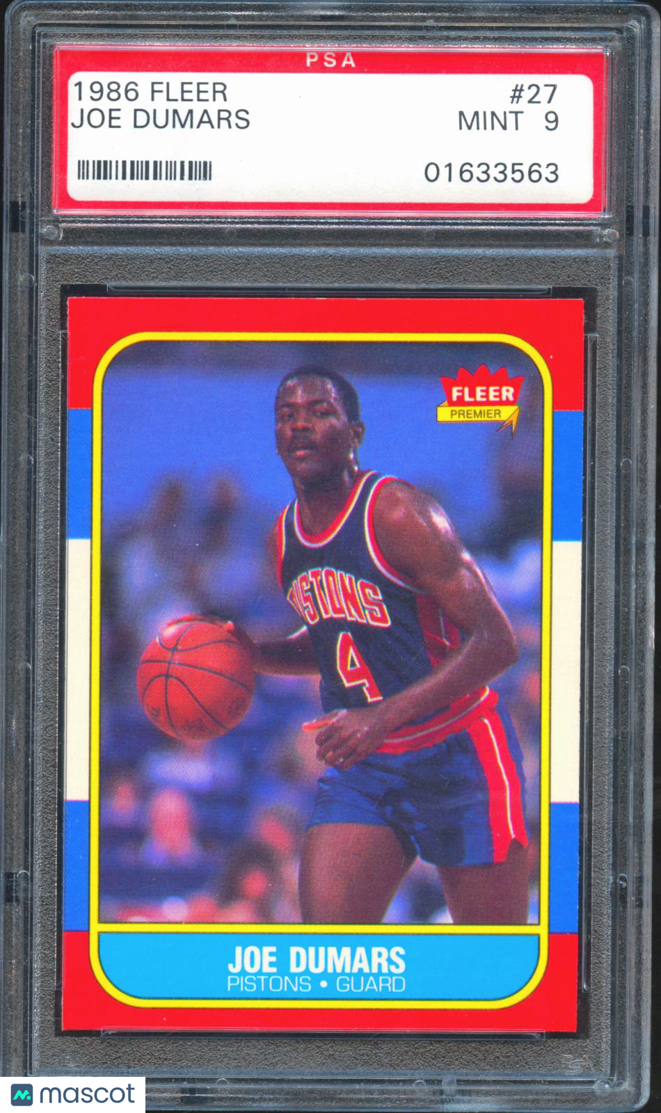 Joe Dumars 1986-87 Fleer Rookie Card RC Detroit Pistons #27 PSA 9