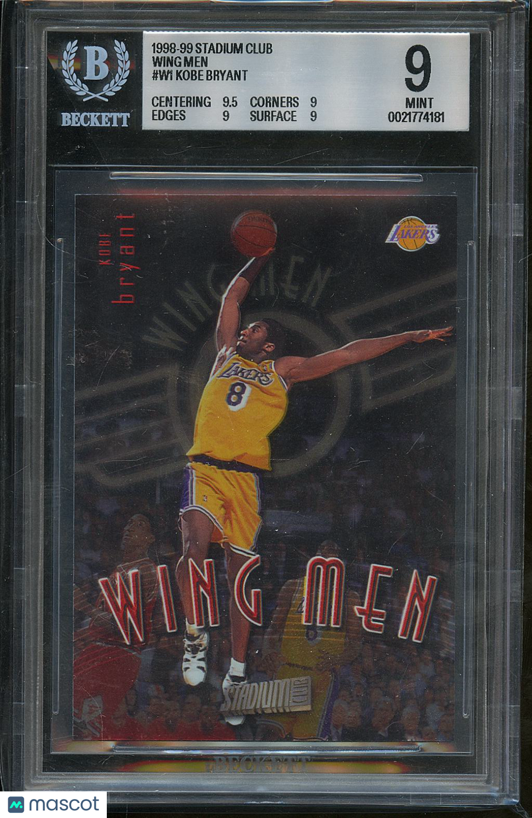 Kobe Bryant 1998-99 Stadium Club Wing Men #W1 Los Angeles Lakers BGS 9