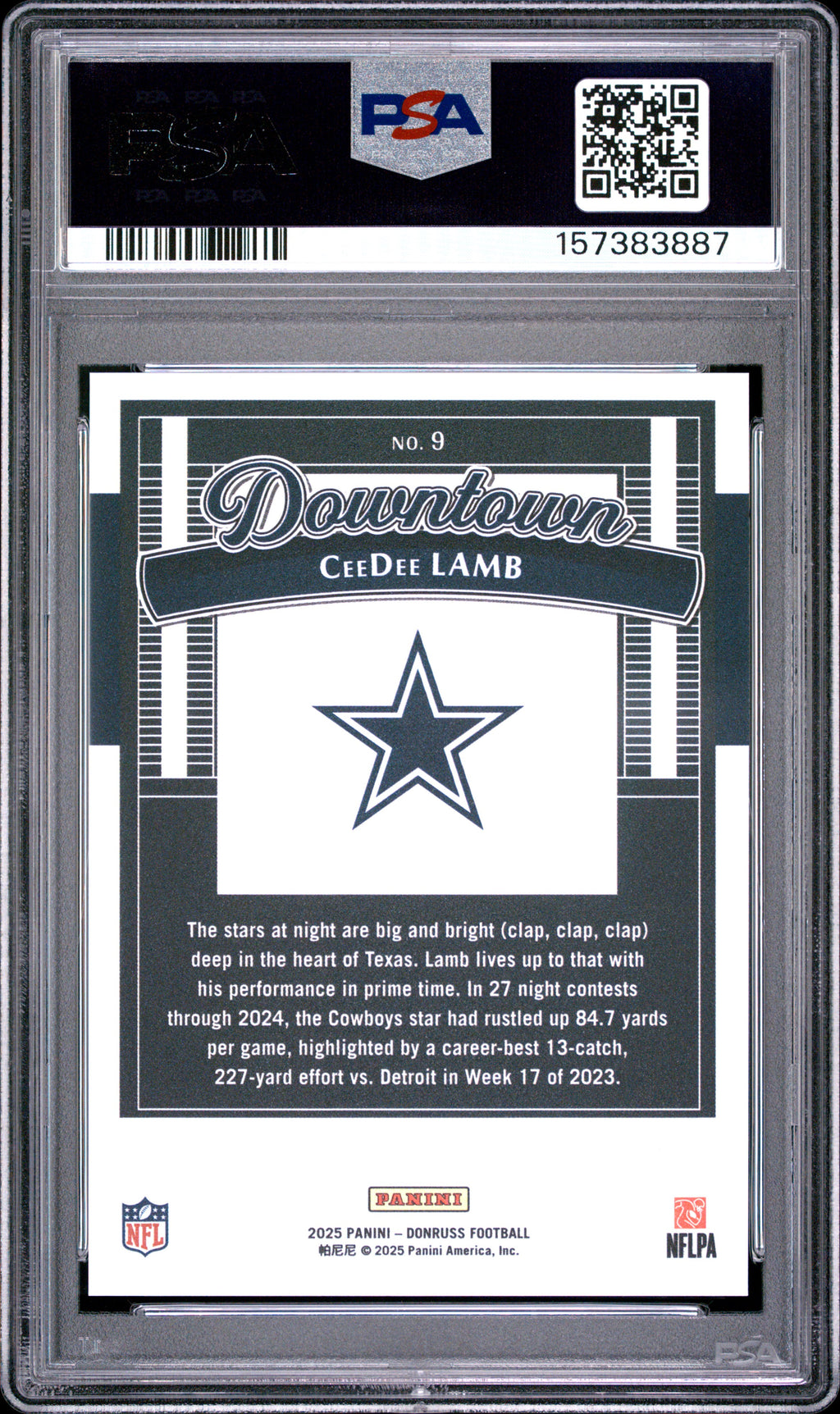 Ceedee Lamb 2025 Donruss DOWNTOWN CASE HIT Dallas Cowboys PSA 10