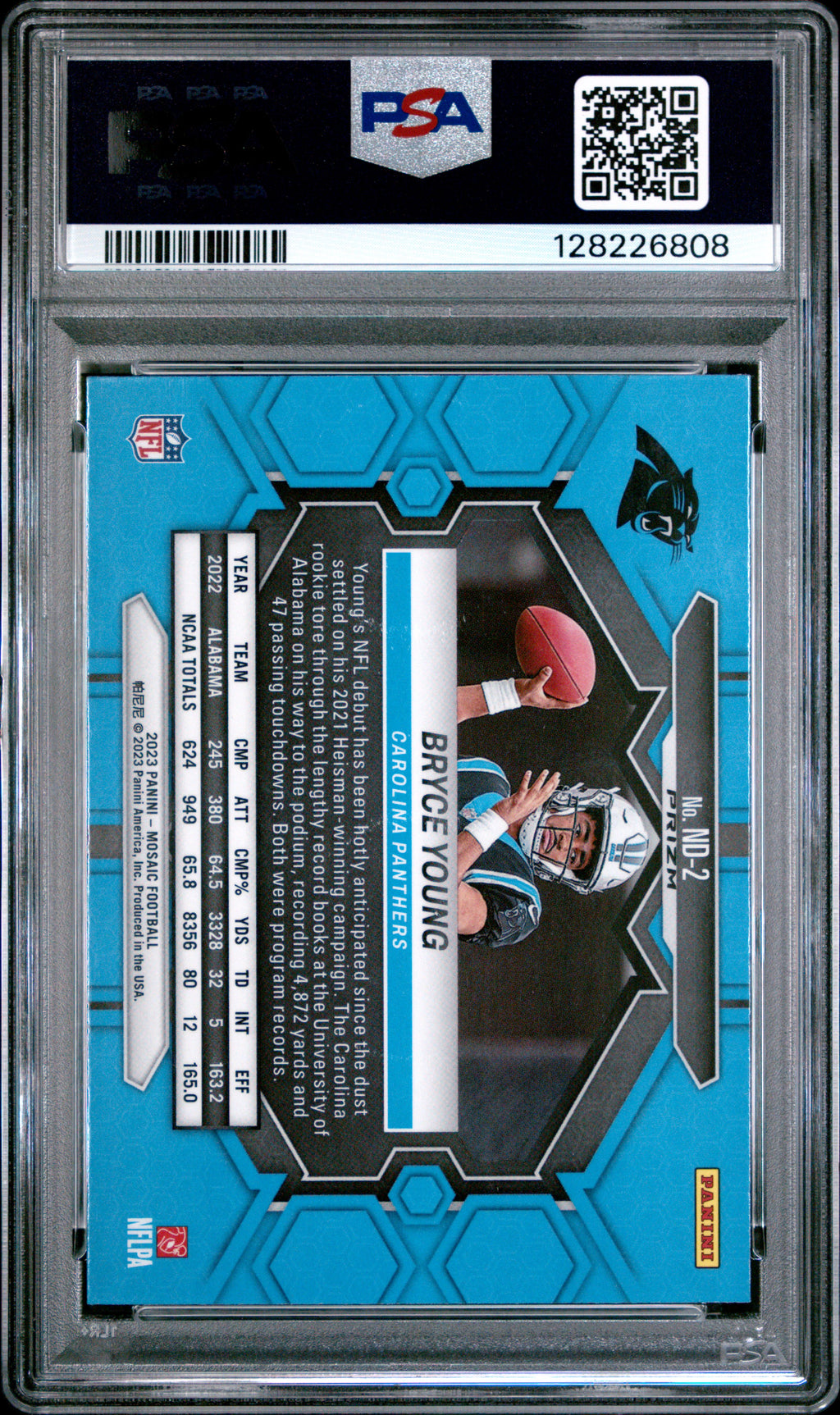 Bryce Young 2023 Mosaic NFL Debut Honeycomb SSP Rookie RC Panthers PSA 9