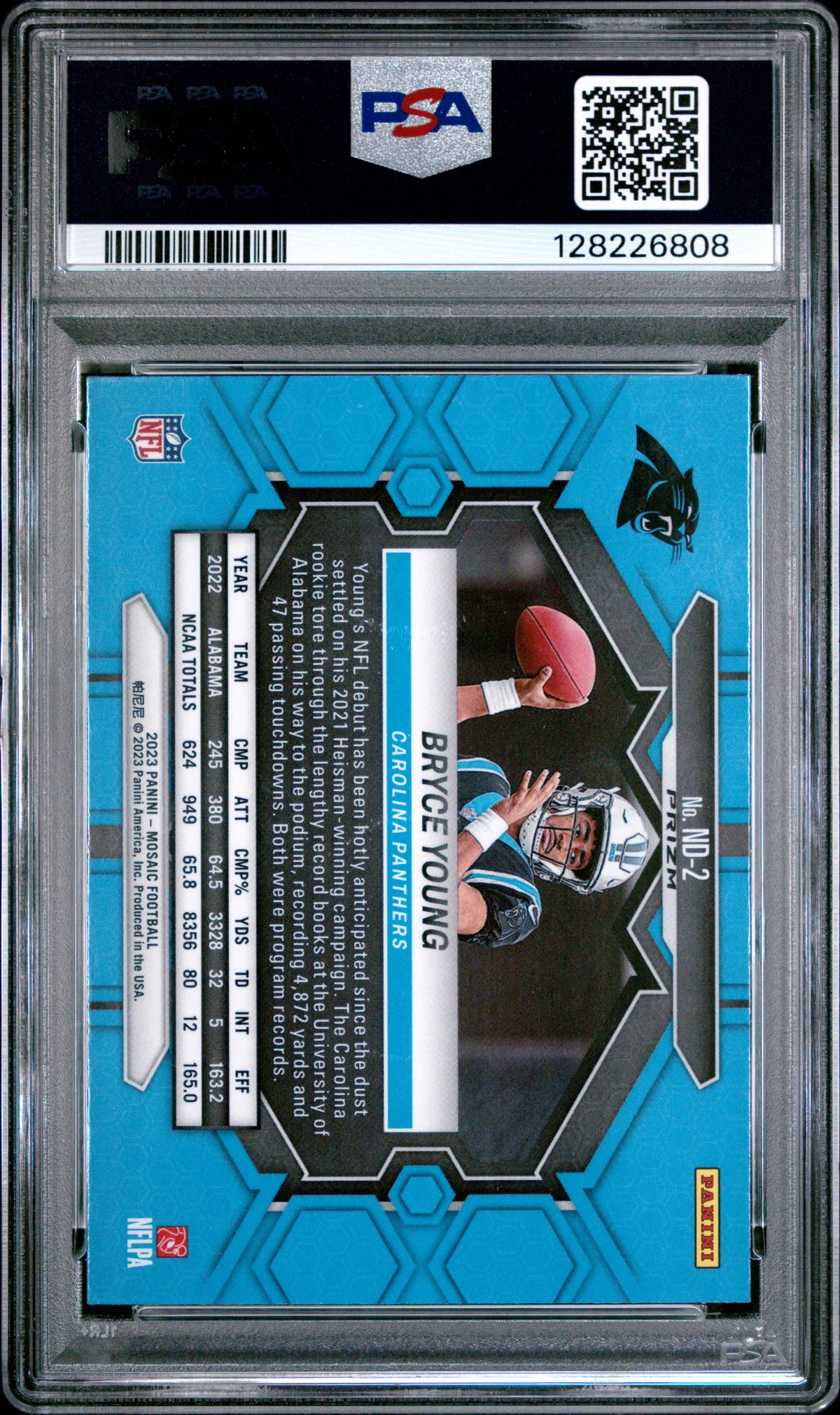 Bryce Young 2023 Mosaic NFL Debut Honeycomb SSP Rookie RC Panthers PSA 9