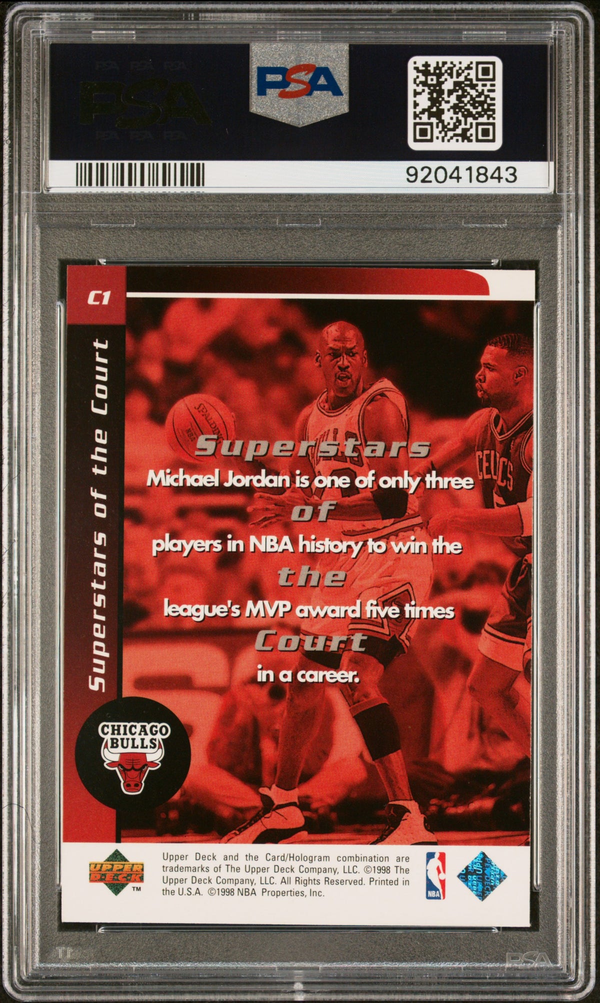 Michael Jordan 1998 Upper Deck Ovation Superstars Of The Court Bulls #C1 PSA 7