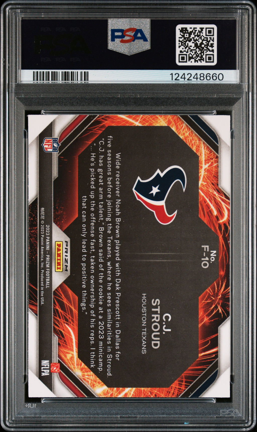 CJ Stroud 2023 Prizm Fireworks Silver Prizm Rookie RC Texans PSA 10