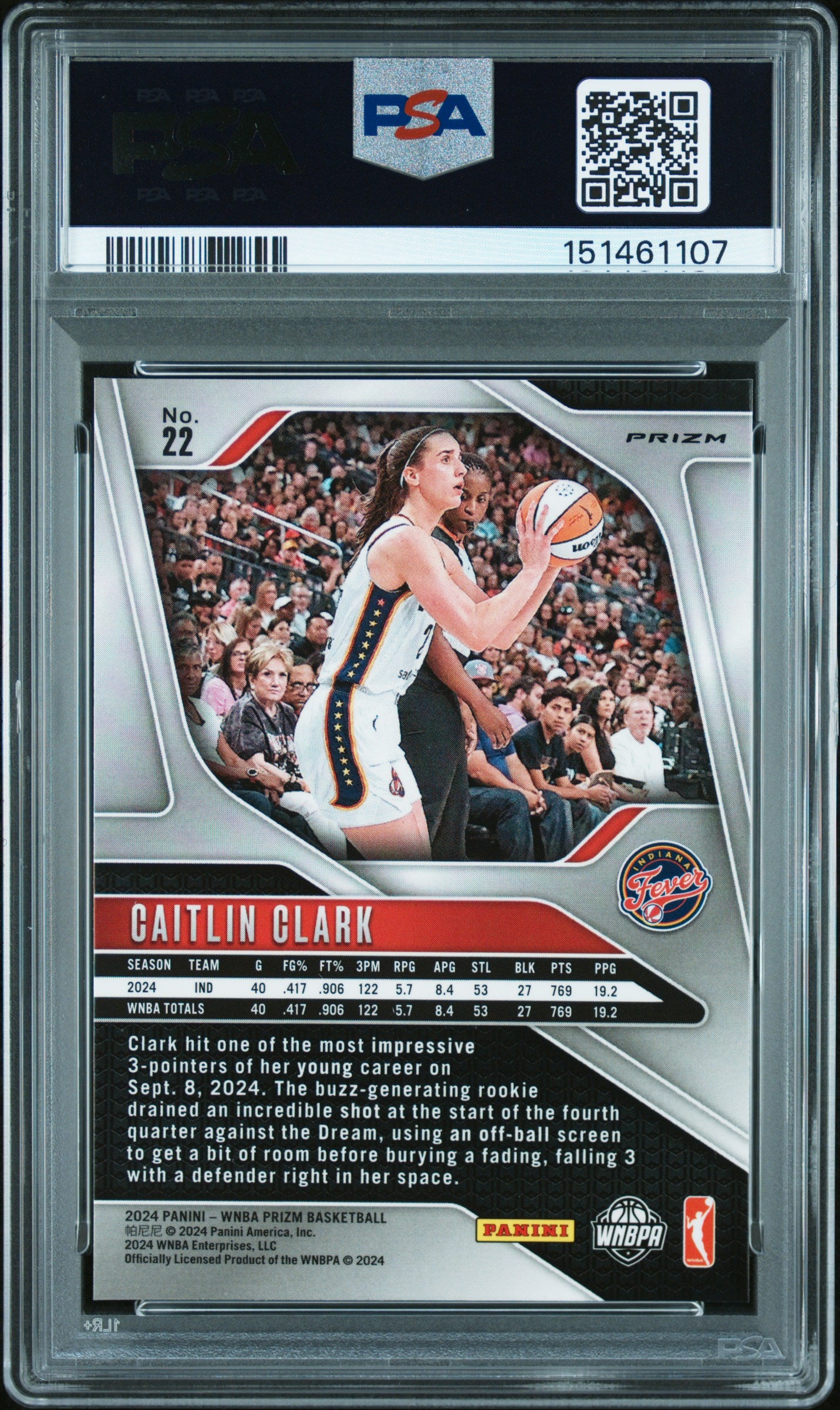 Caitlin Clark 2024 Panini Prizm WNBA Blue Velocity PSA 10