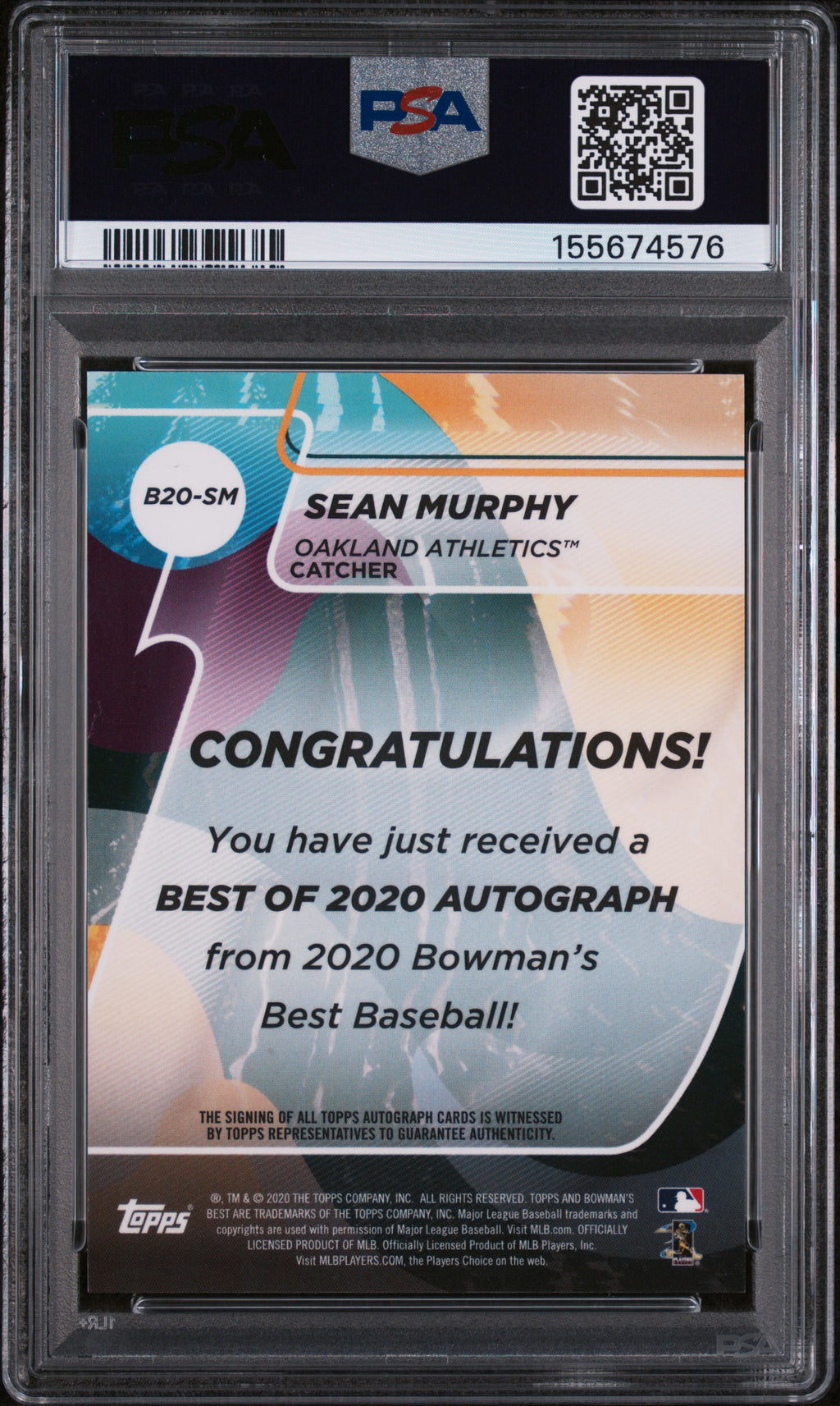 Sean Murphy 2020 Bowman's Best Best Of 2020 Autographs Auto A's PSA 10