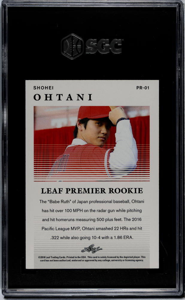 Shohei Ohtani 2018 Leaf Premier Rookie RC Los Angeles Angels Dodgers #01 SGC 10