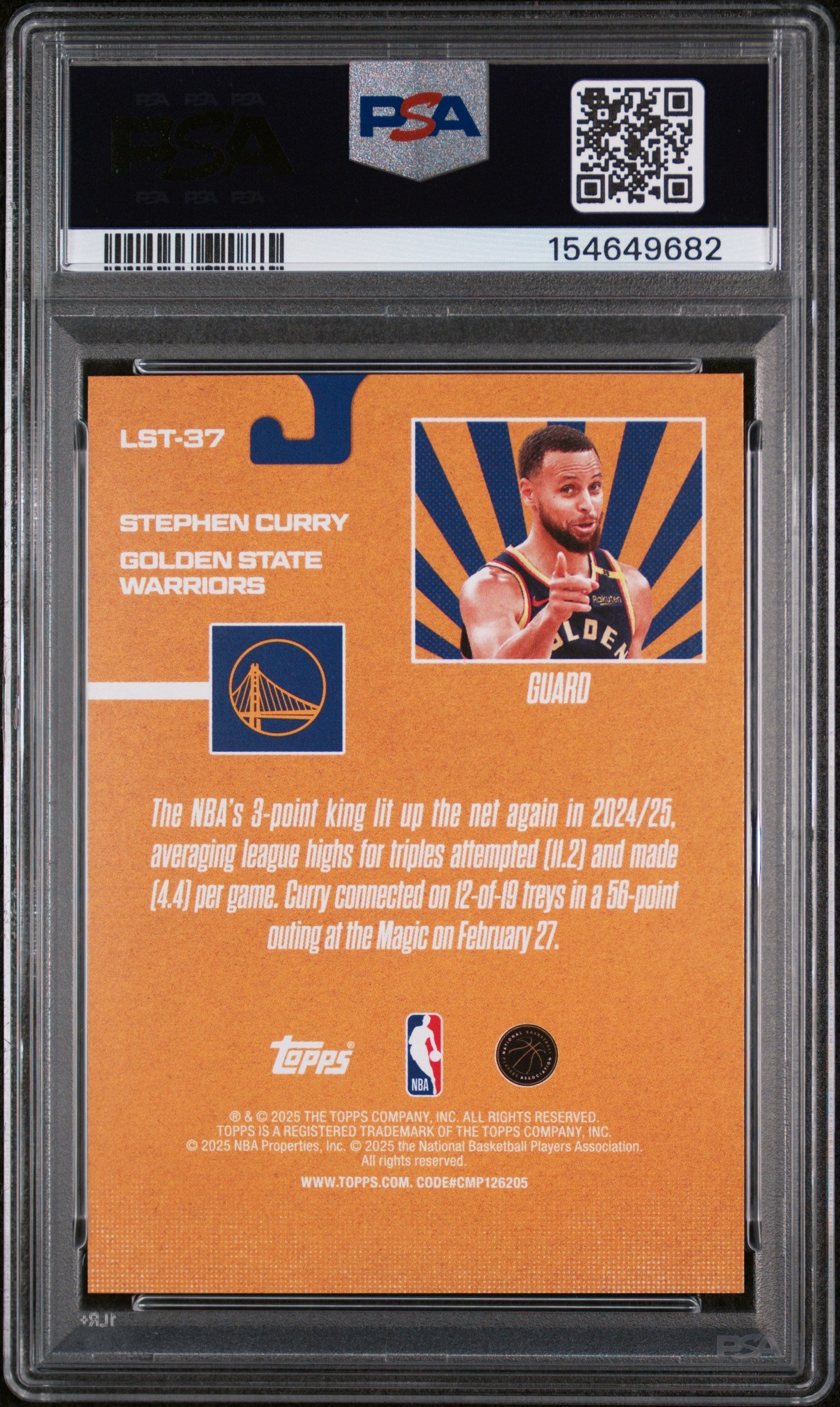 Stephen Curry 2025 Topps Limited Stock Legends LTD GOLD Warriors 22/25 PSA 9