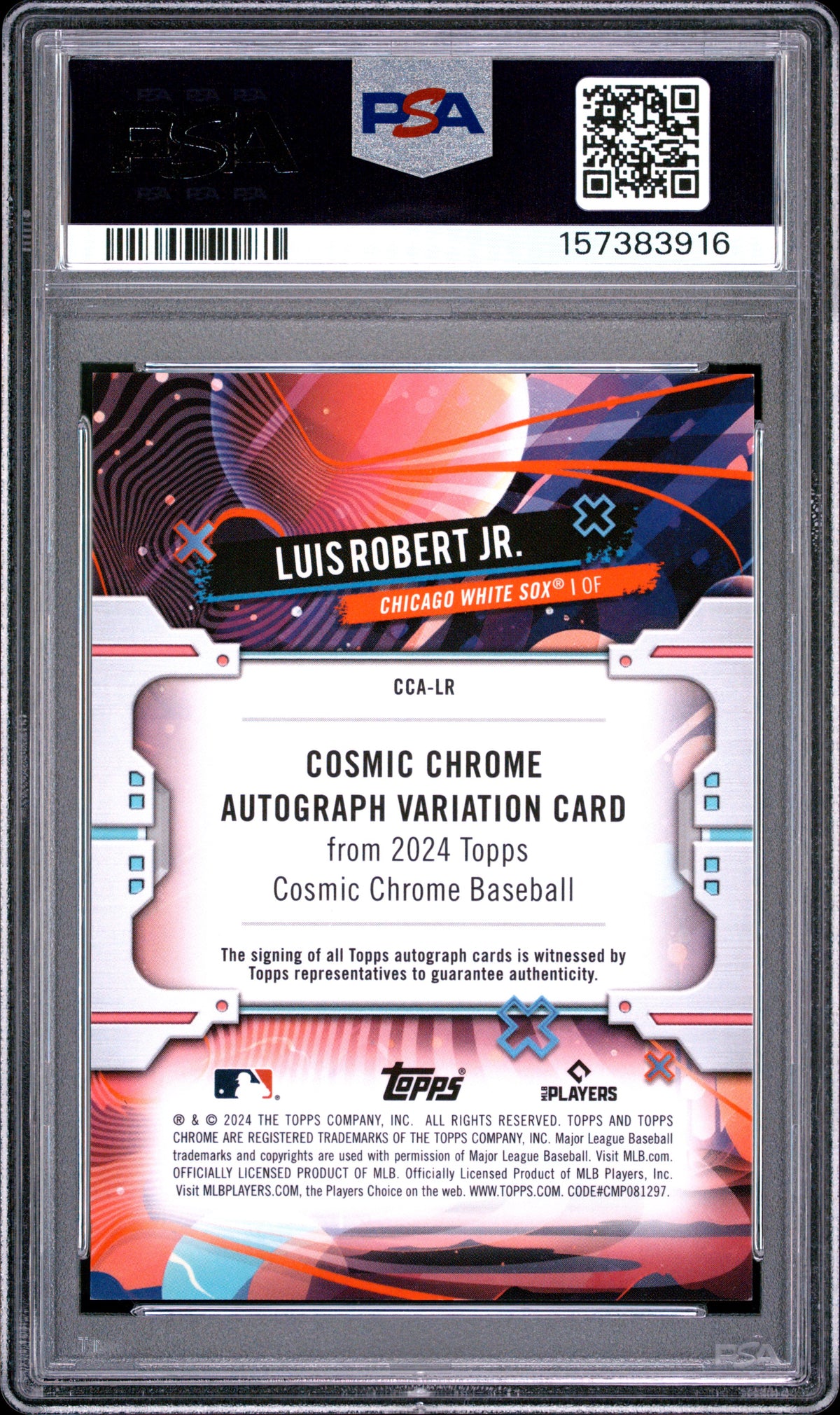 Luis Robert Jr 2024 Topps Chrome Cosmic Auto Autograph Black White Sox /10 PSA 8