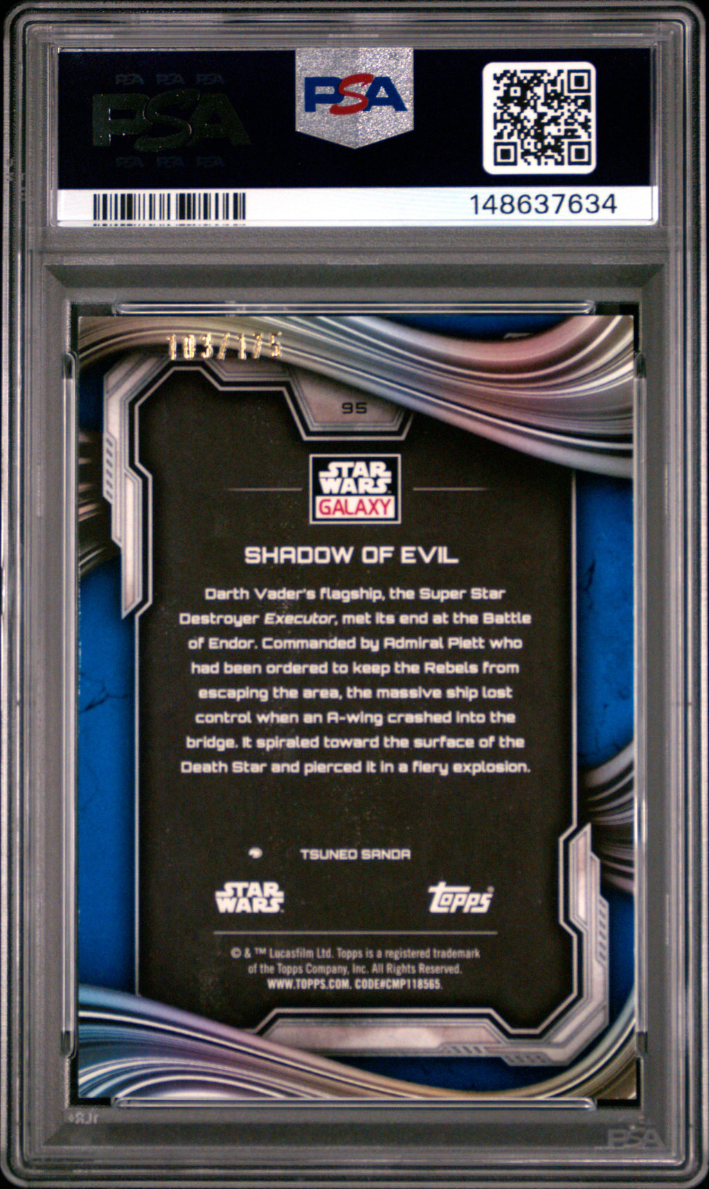Shadow Of Evil 2025 Topps Chrome Star Wars Galaxy Blue Raywave 103/175 PSA 9