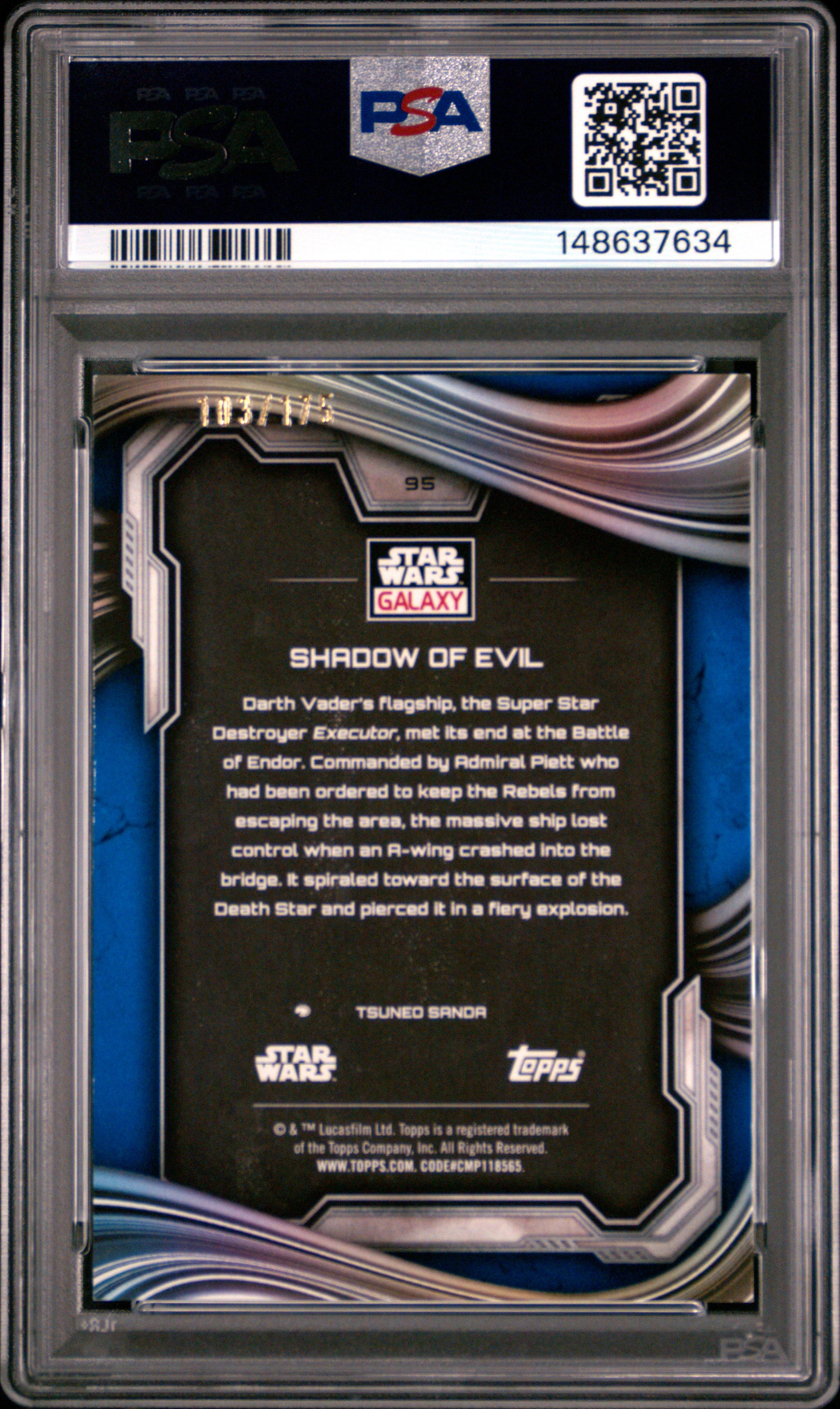 Shadow Of Evil 2025 Topps Chrome Star Wars Galaxy Blue Raywave 103/175 PSA 9