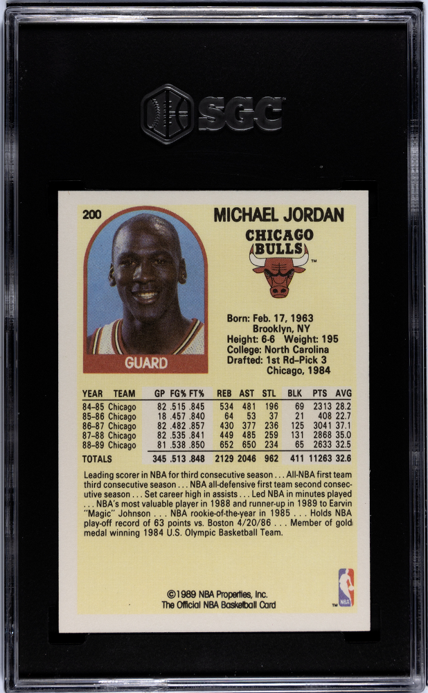 Michael Jordan 1989-90 NBA Hoops Card Chicago Bulls #200 SGC 9.5