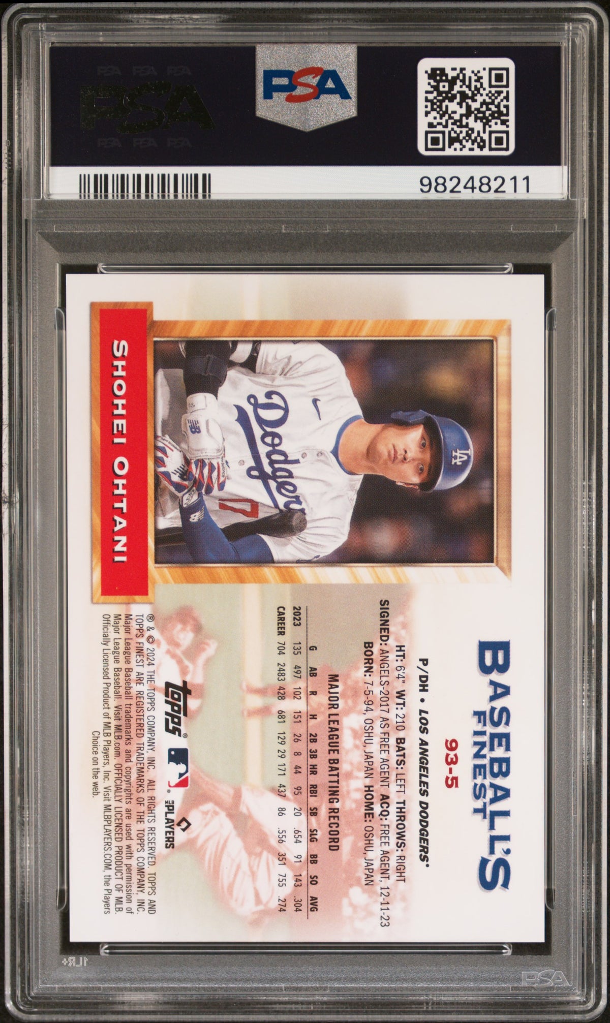 Shohei Ohtani 2024 Topps Finest What If '93 Purple Refractor Dodgers /125 PSA 10