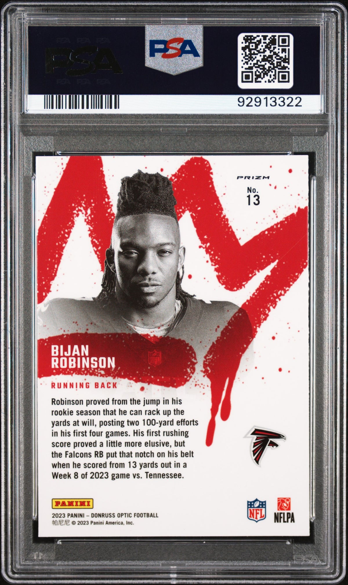 Bijan Robinson 2023 Optic Rookie Kings SSP CASE HIT RC Atlanta Falcons PSA 10