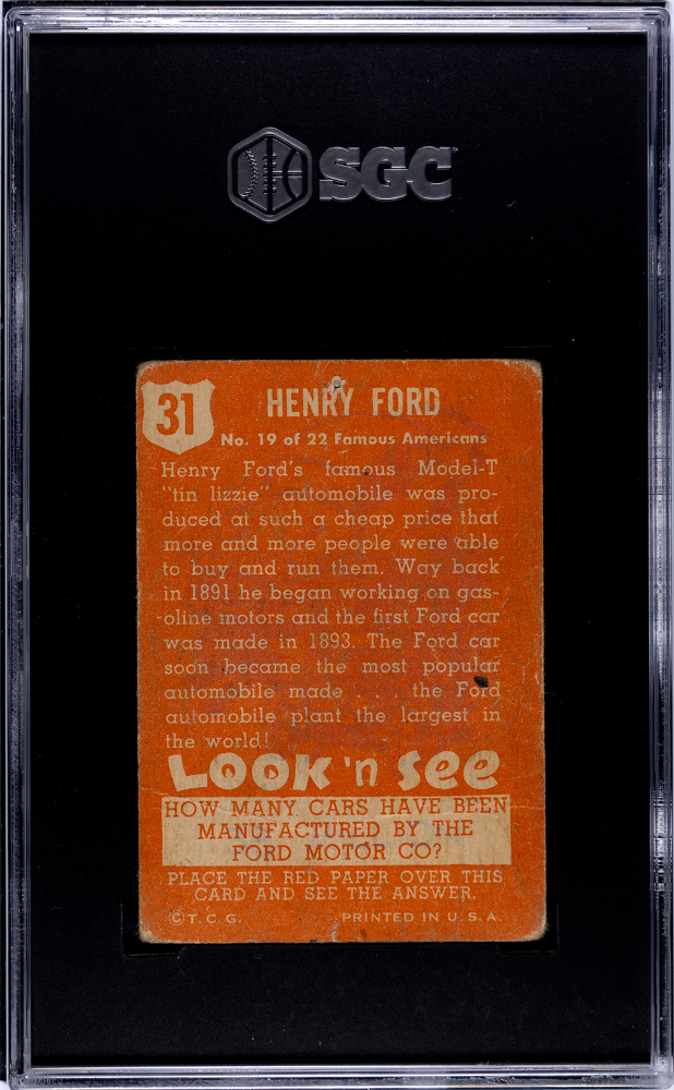 Henry Ford 1952 Topps Look 'n See #31 SGC 1