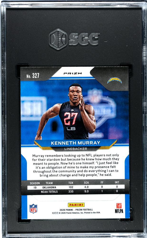 Kenneth Murray 2020 Prizm Retail Blue Rookie RC SSP Chargers Sooners SGC 9.5