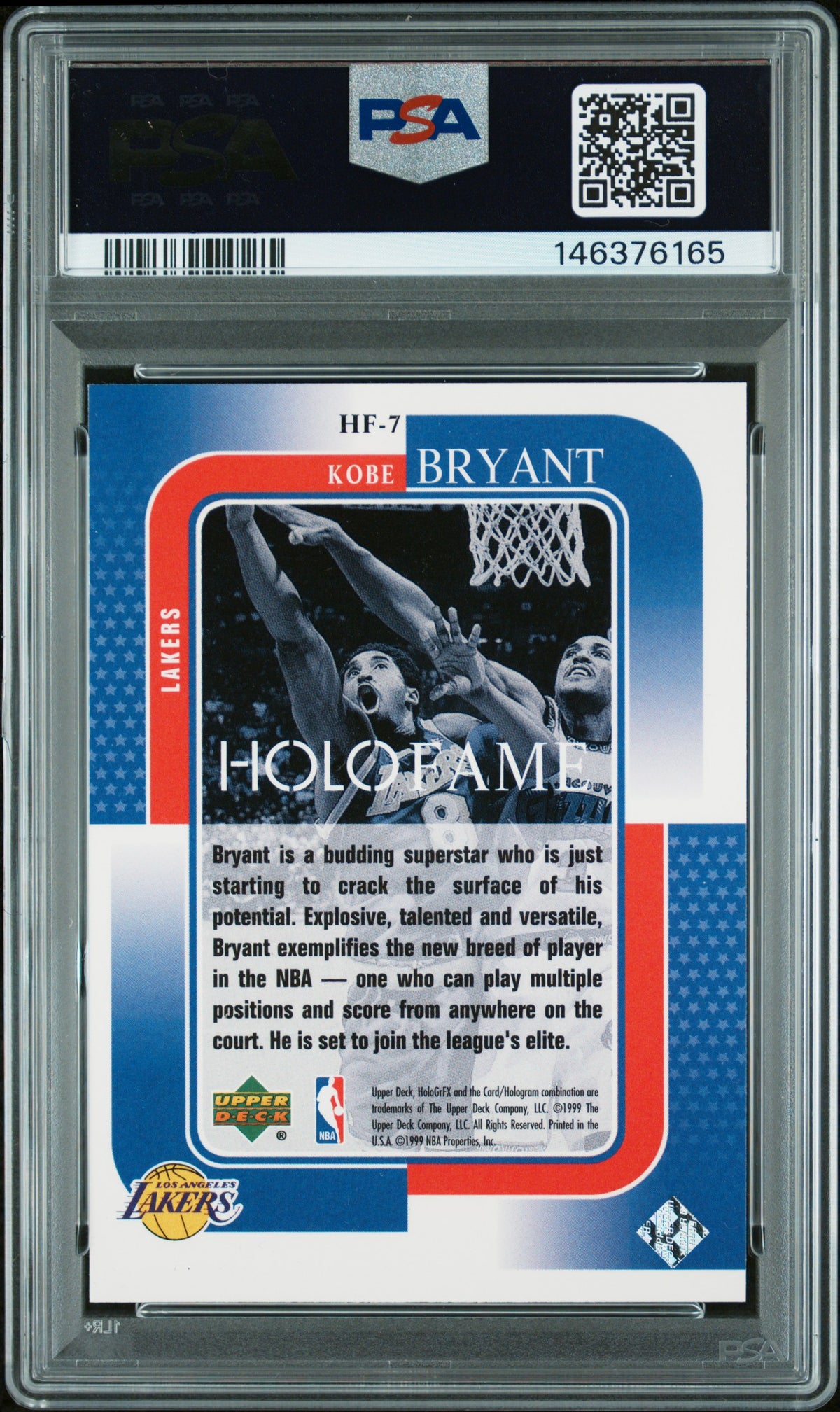 Kobe Bryant 1999 Upper Deck Hologrfx Holofame Los Angeles Lakers #HF7 PSA 8