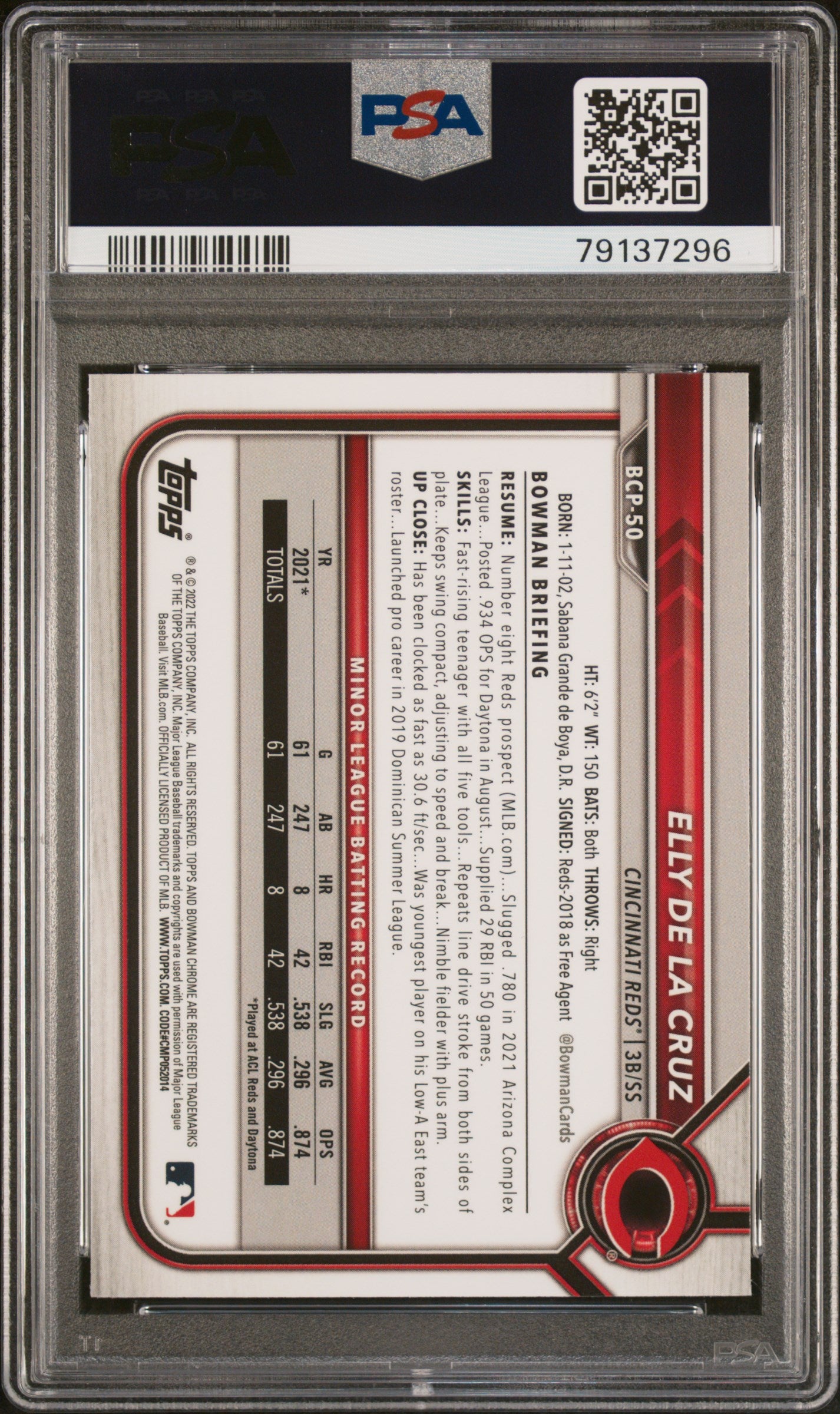 Elly De La Cruz 2022 Bowman Mega Box Chrome PSA 9
