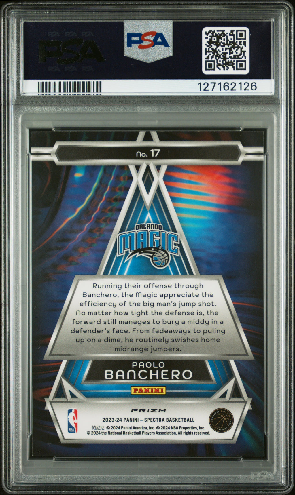 Paolo Banchero 2023-24 Spectra Full Capacity CASE HIT Orlando Magic READ PSA 10