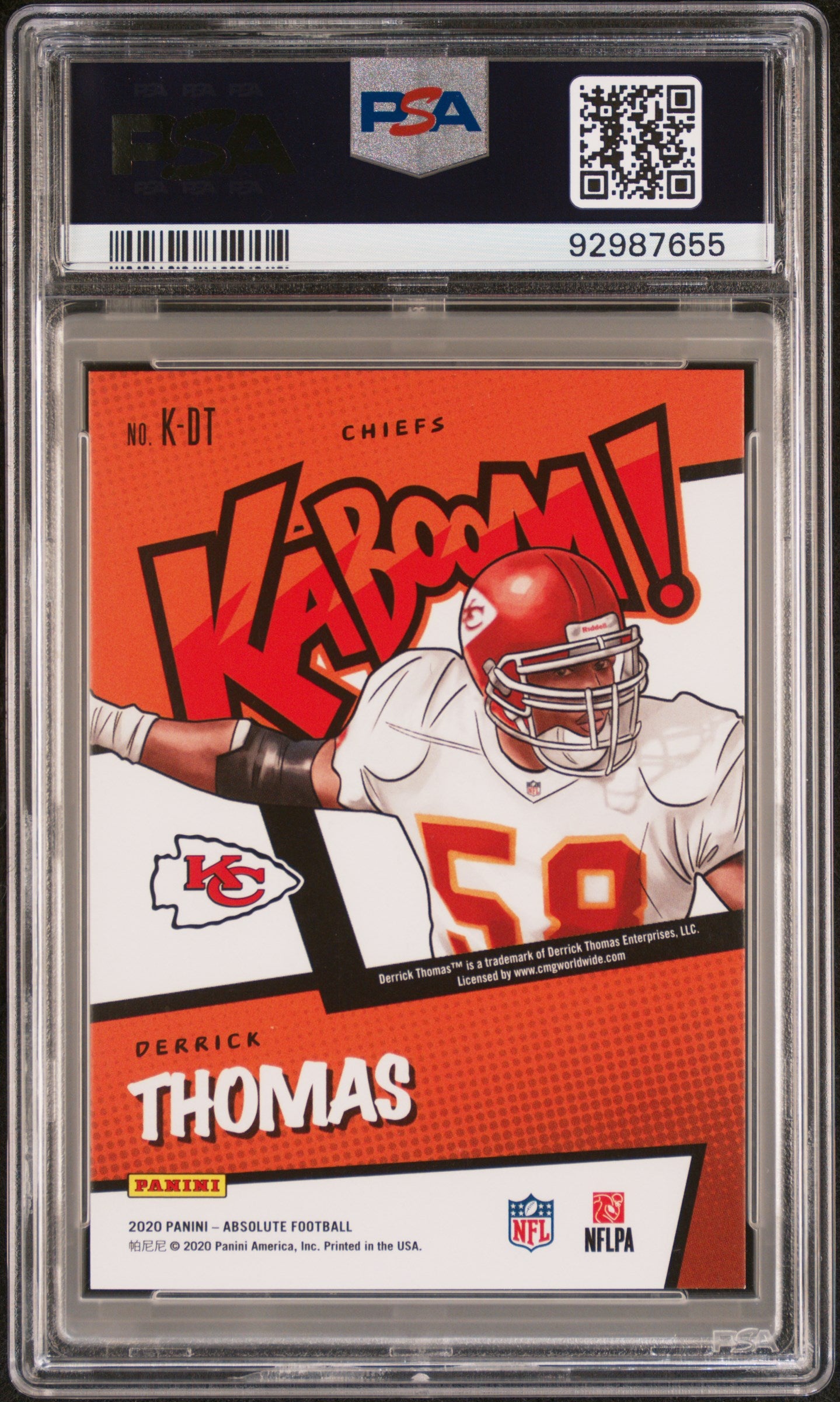 Derrick Thomas 2020 Absolute KABOOM! CASE HIT Kansas City Chiefs PSA 10