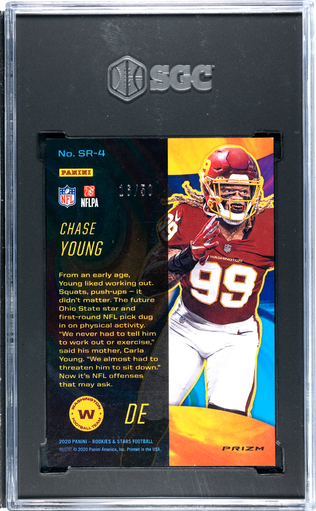 Chase Young 2020 Rookies & Stars Stellar Pink Prizm RC Commanders /50 SGC 10