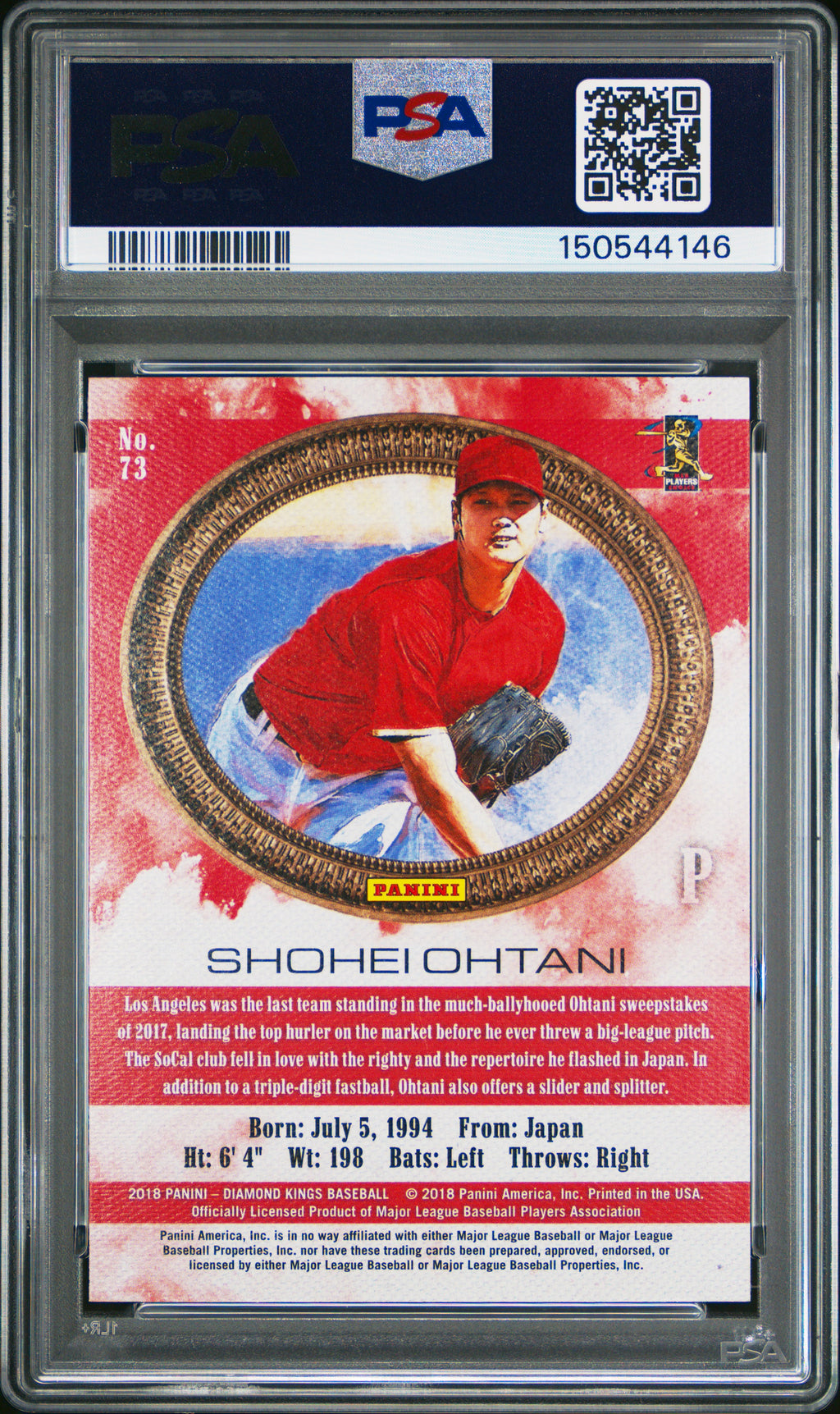 Shohei Ohtani 2018 Diamond Kings Pitching Rookie RC Los Angels Angels PSA 10
