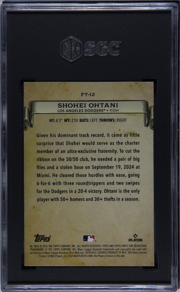 Shohei Ohtani 2025 Topps Finest Timelines Los Angeles Dodgers #FT12 SGC 9