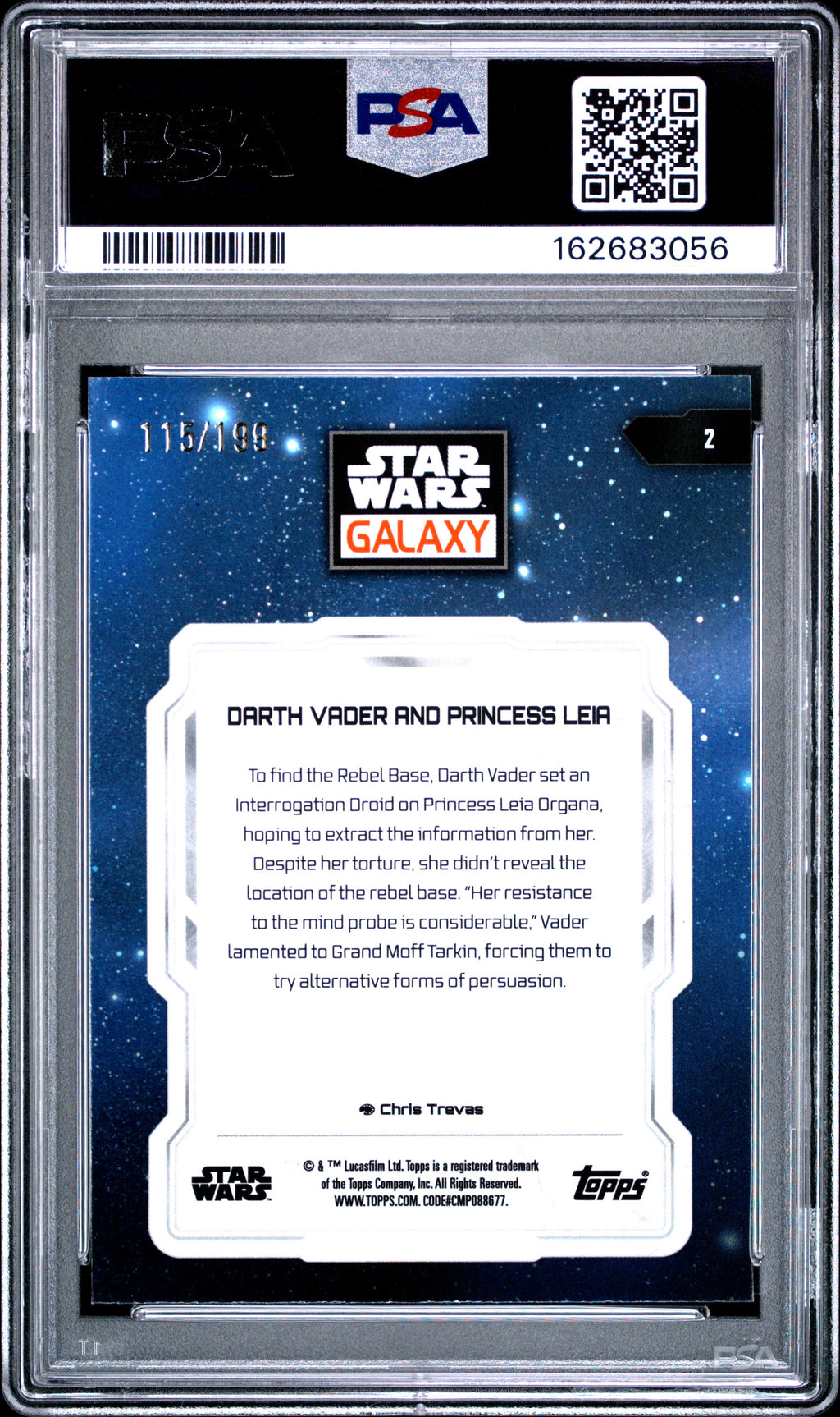 Princess Leia / Vader 2024 Topps Star Wars Galaxy Aqua Sonar 115/199 PSA 10