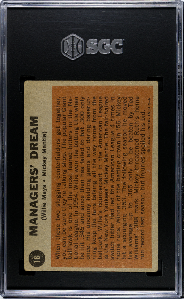 Managers' Dream 1962 Topps Mickey Mantle / Willie Mays #18 SGC 3