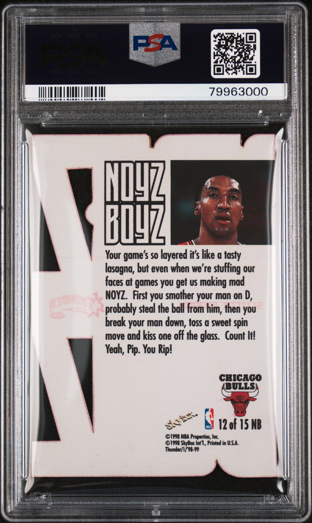 Scottie Pippen 1998 Skybox Thunder Noyz Boyz SSP Chicago Bulls #12 PSA 8