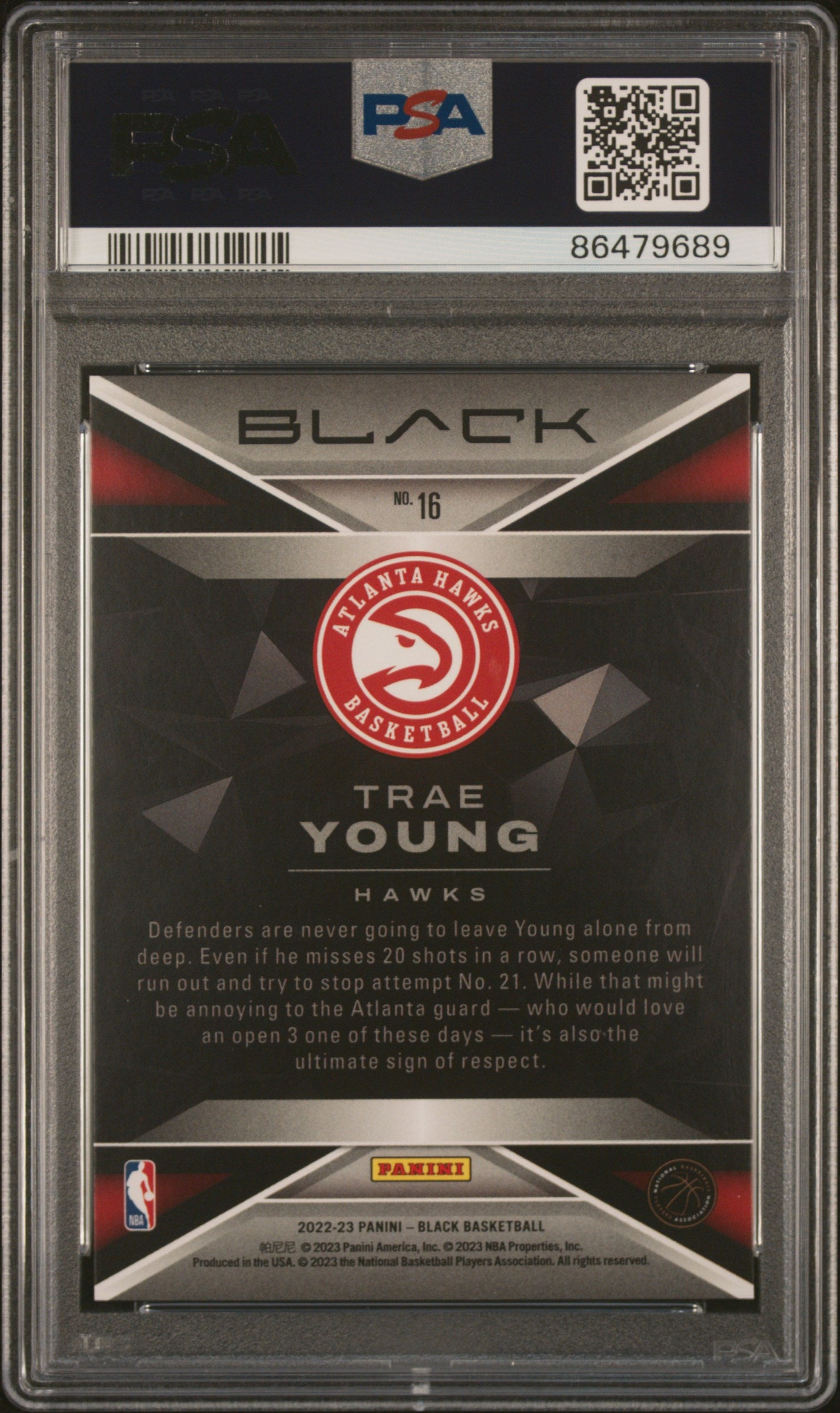 Trae Young 2022-23 Panini Black Amethyst Purple Atlanta Hawks 2/15 PSA 9
