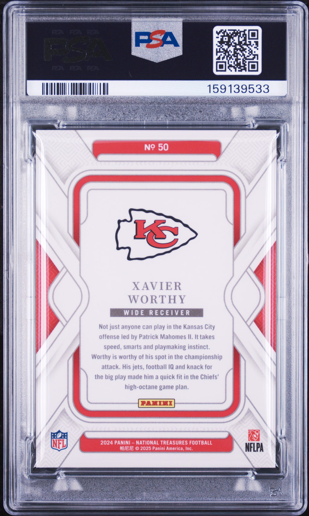 Xavier Worthy 2024 National Treasures GOLD Rookie RC KC Chiefs 5/15 PSA 10