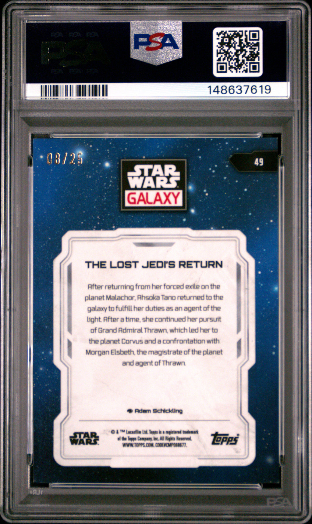 Lost Jedi's Return 2024 Topps Chrome Star Wars Galaxy Orange Refractor /25 PSA 8