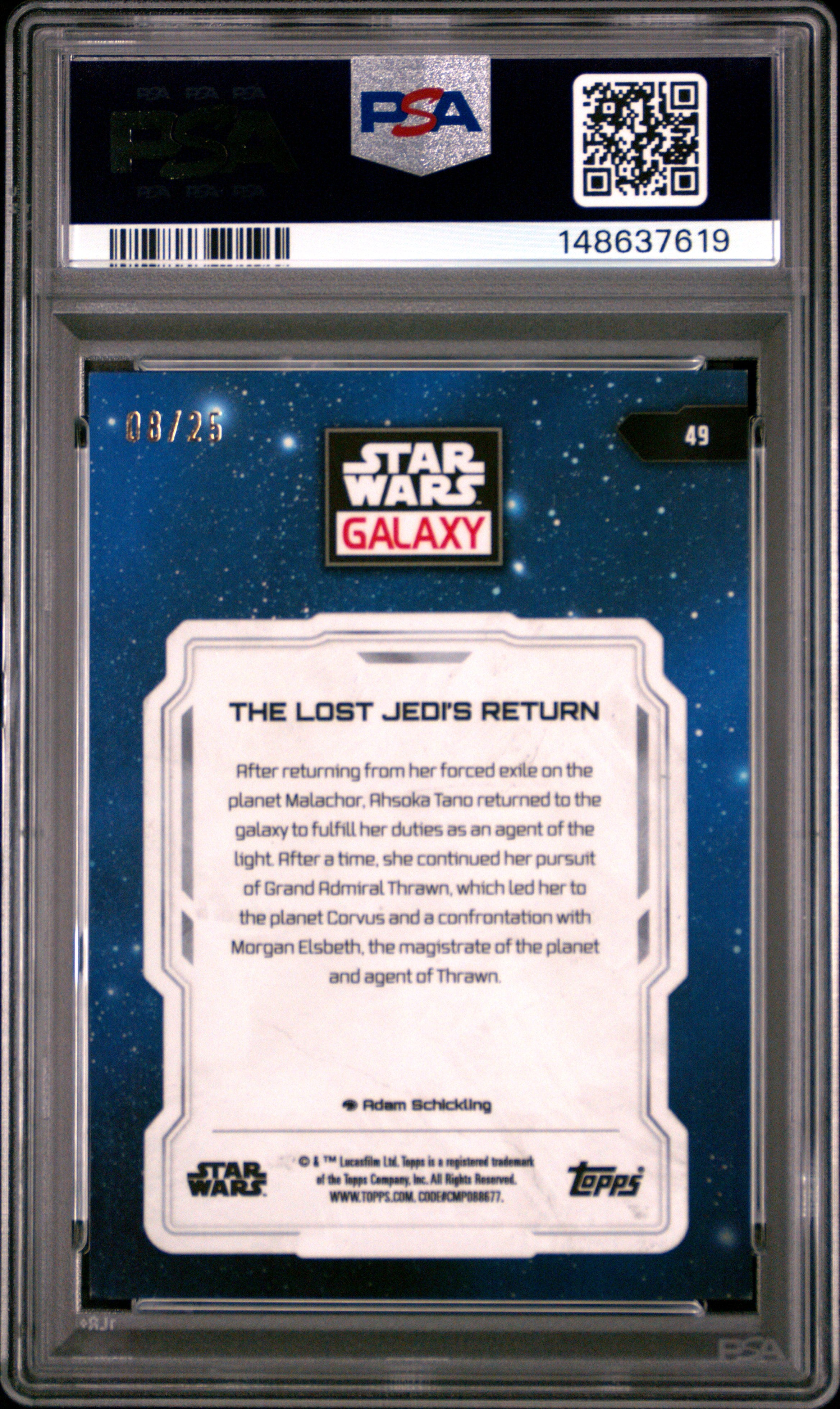 Lost Jedi's Return 2024 Topps Chrome Star Wars Galaxy Orange Refractor /25 PSA 8