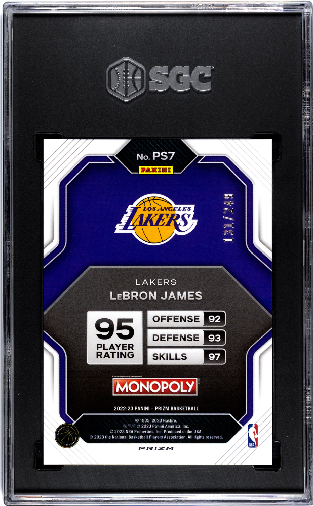 LeBron James 2022-23 Prizm Monopoly Brown Prizm Lakers 131/249 SGC 9.5