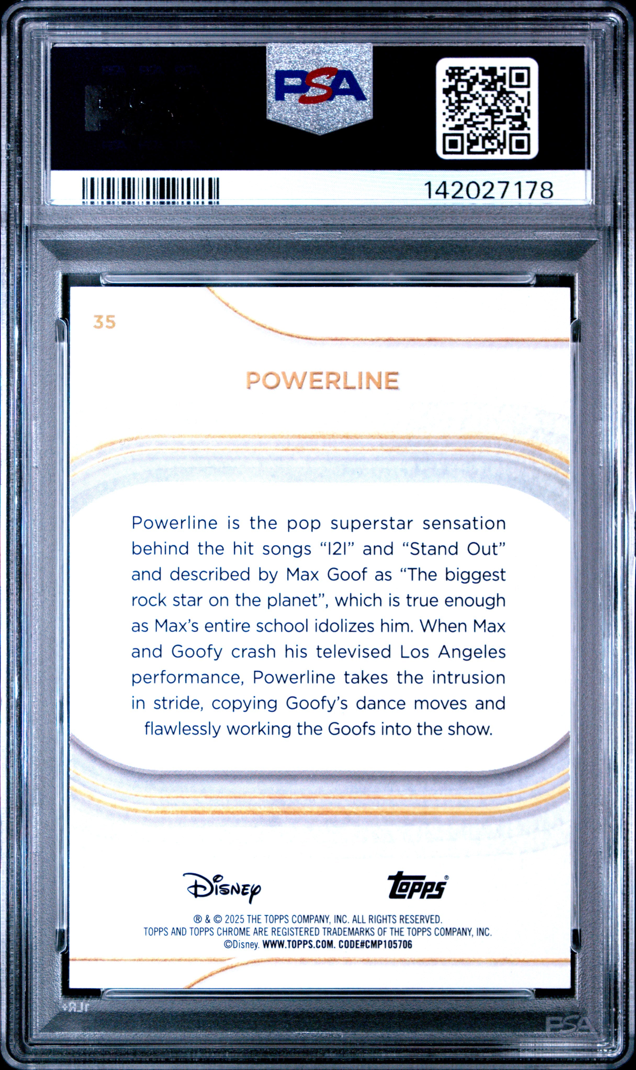Powerline 2025 Topps Chrome Disney Yellow Refractor 23/275 #35 PSA 9