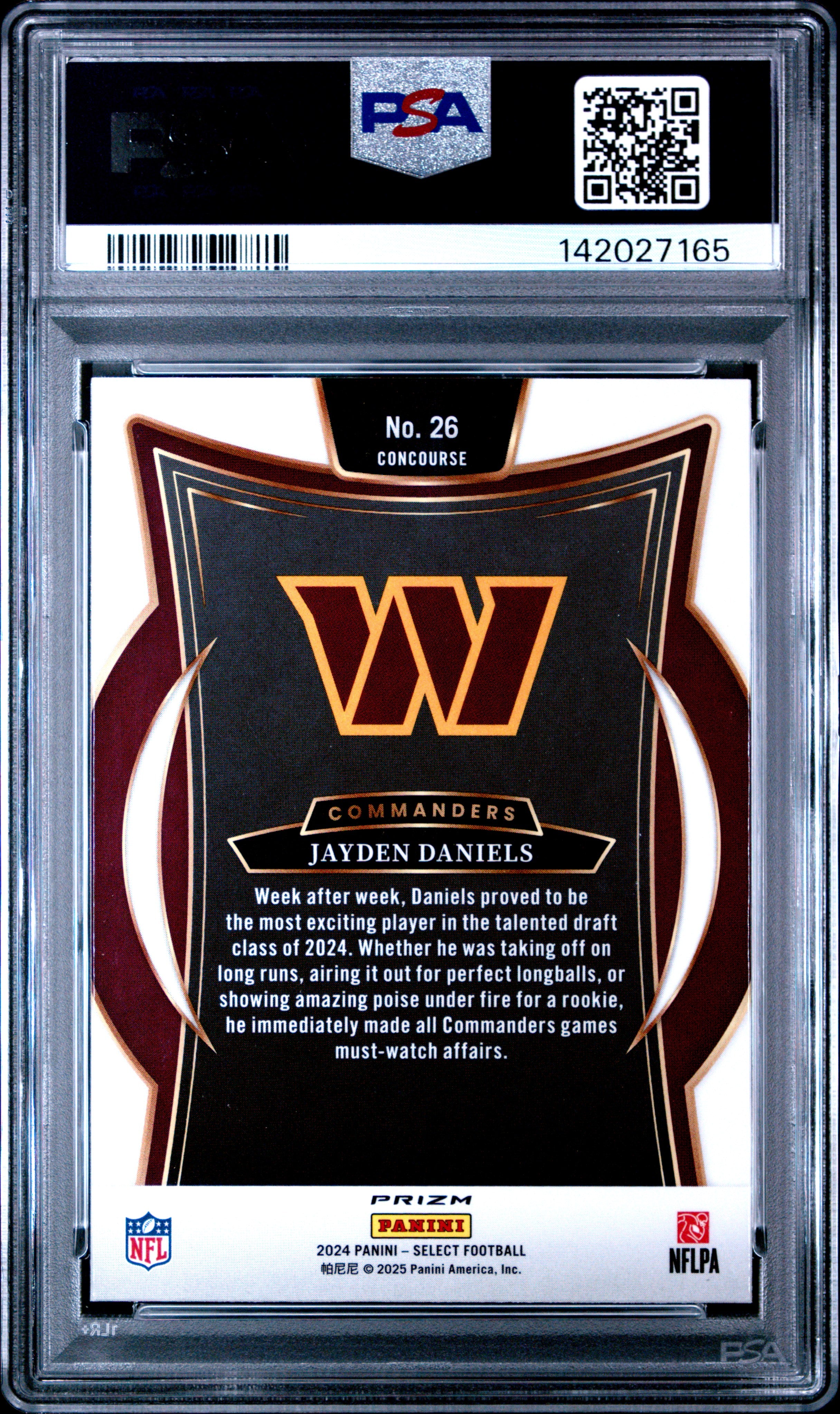 Jayden Daniels 2024 Select Black & Gold Shock Prizm Rookie Commanders PSA 10