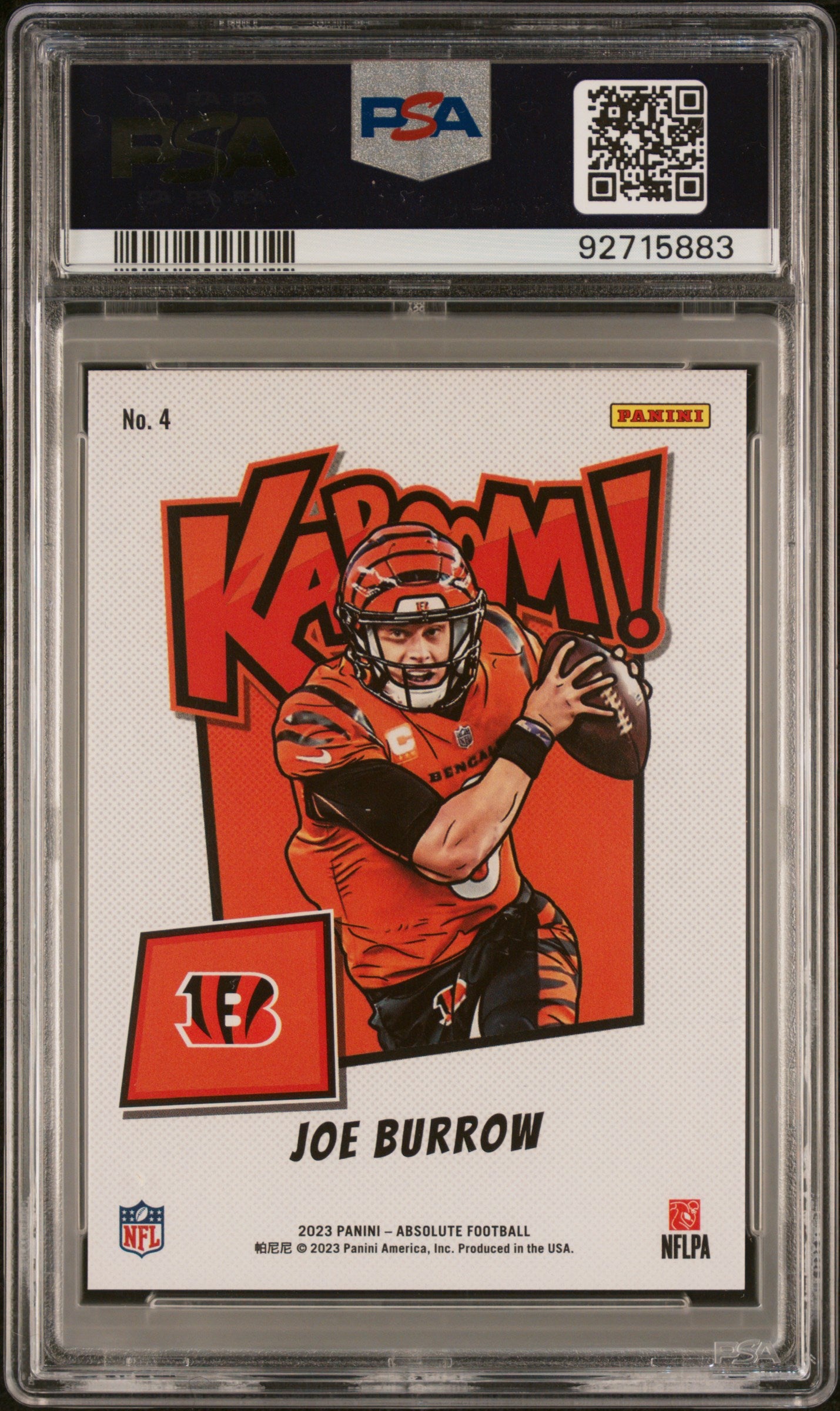 Joe Burrow 2023 Absolute KABOOM SSP CASE HIT Cincinnati Bengals PSA 10